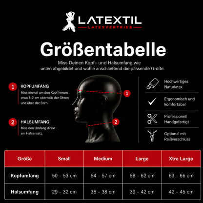 Größentabelle Latextil – Kopf- und Halsumfang