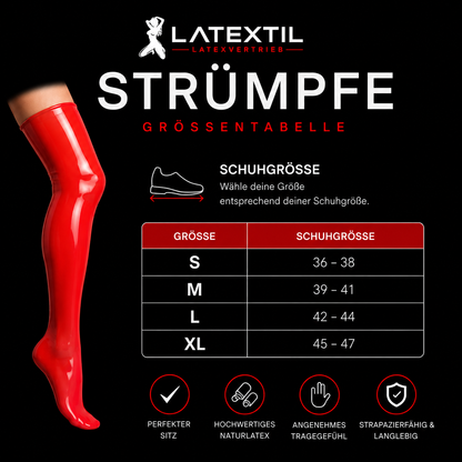 Latex Strümpfe kurz | schwarz / rot / transparent