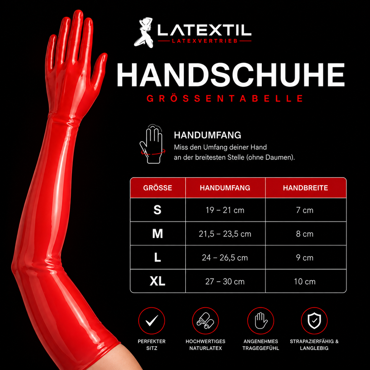 Latex Open Nails Handschuhe lang | Shoulder Gloves Open