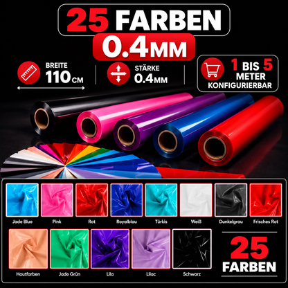 Naturlatex Meterware 0,4 mm - 1-5 Meter | 25+ Farben - 110 cm
